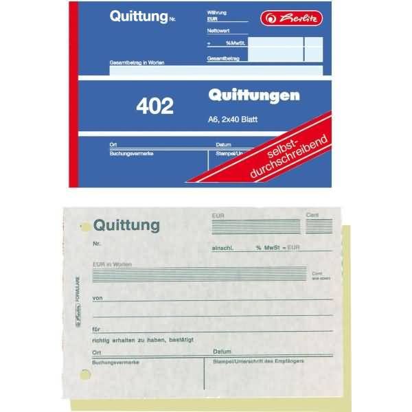 Formularbuch Quittung A6 402 2x40 Blatt selbstdurchschreibend VE=4 Stück-0