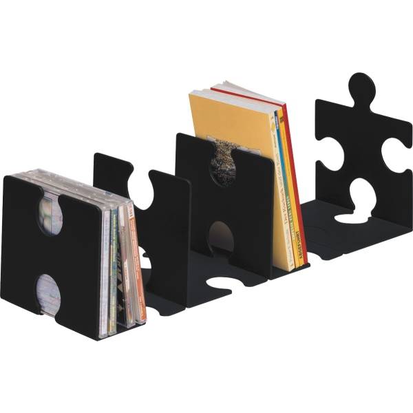 CD/Buchstütze Puzzle im 2er-Pack schwarz-0