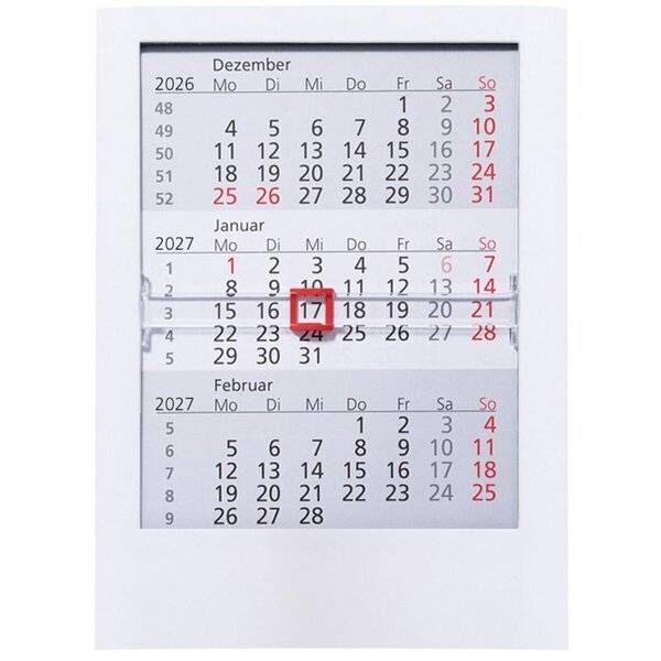 3-Monatstischkalender 13x16cm Kalendarium 2027