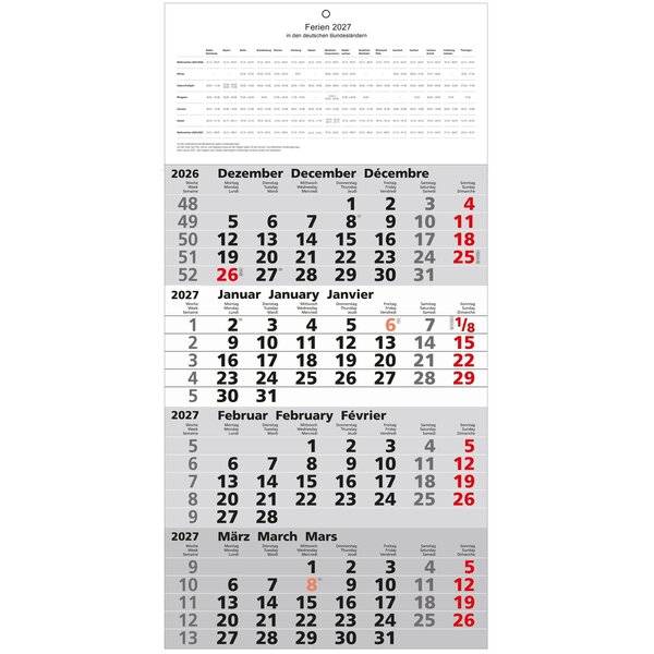 4-Monatskalender 30x60cm 2027-0