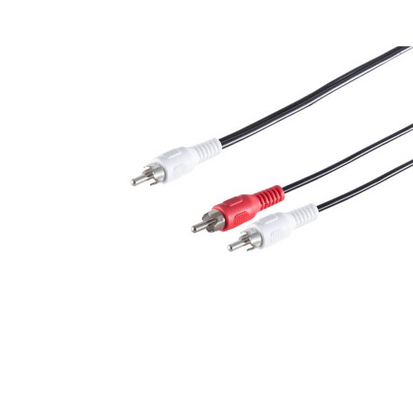 KABELBUDE.EU Audiokabel 1x Cinch-Stecker auf 2x Cinch-Stecker vernickelt 1,5 m Schwarz