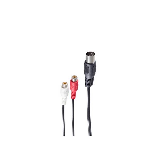 shiverpeaks DIN-Verlängerungskabel 5-pol-Stecker auf 2x Cinch-Buchse vernickelt 0,2 m Schwarz