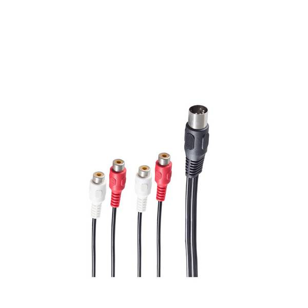 shiverpeaks DIN-Adapterkabel 5-pol-DIN-Stecker auf 4 Cinch-Buchsen geschirmt 0,2 m Schwarz
