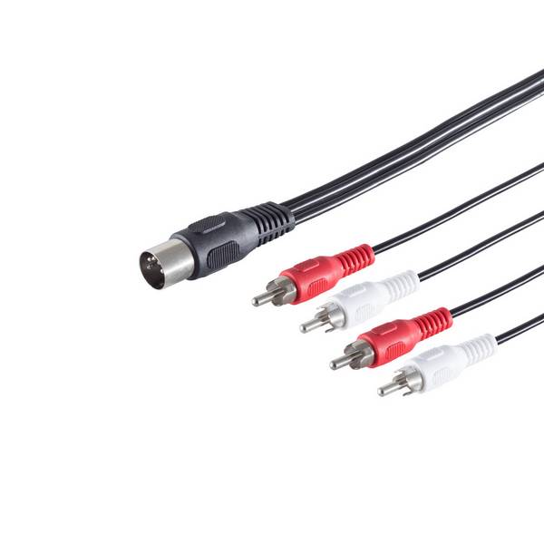 KABELBUDE.EU Diodenkabel 5-pol-DIN-Stecker auf 4x Cinch-Stecker geschirmt 1,5 m Schwarz