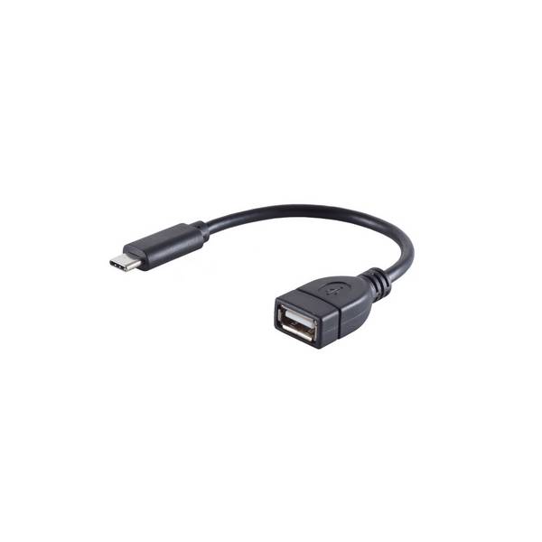 S/CONN USB-C-Adapter USB-C-Stecker auf USB-A-Buchse USB 2.0 OTG PVC 12 cm Schwarz