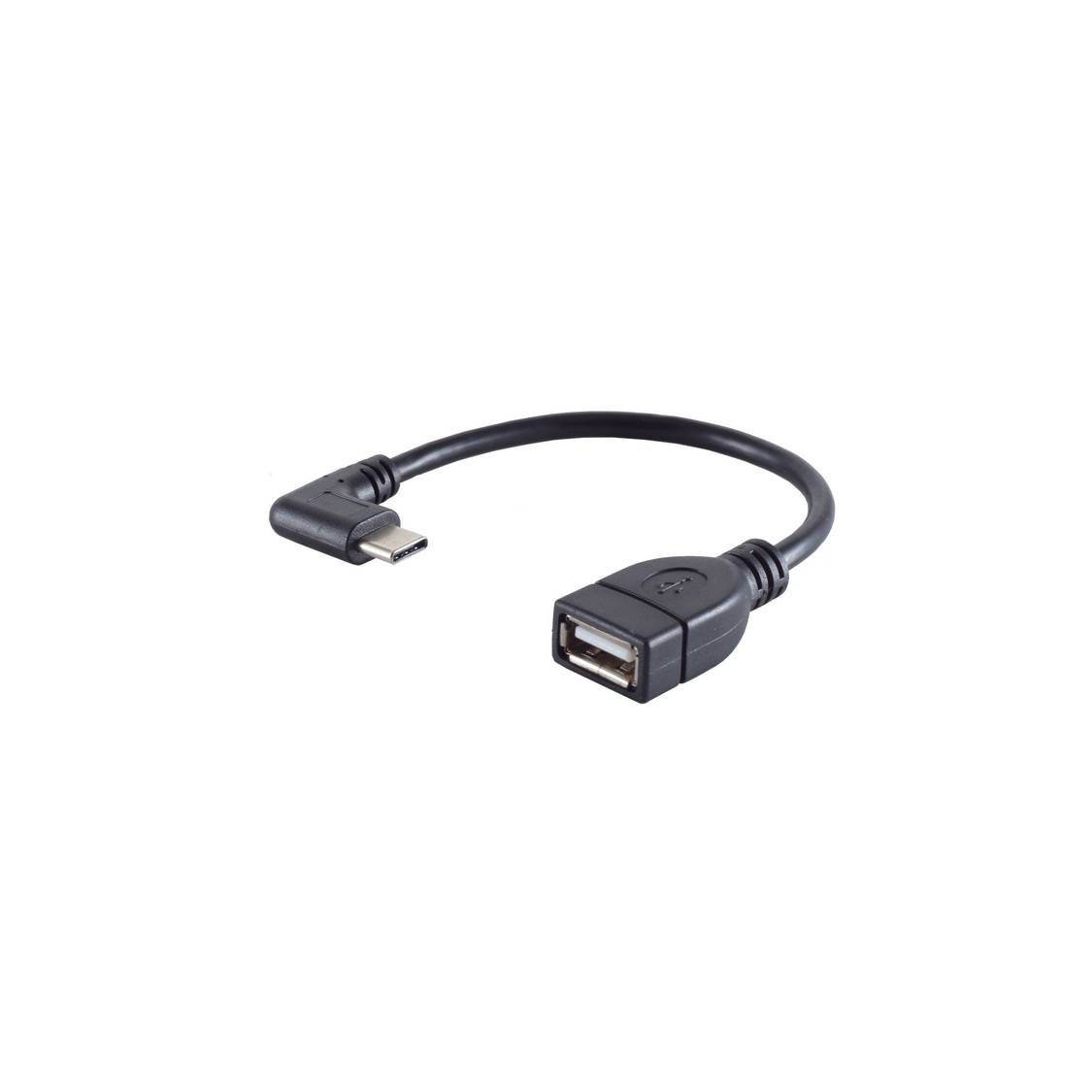 S/CONN USB-C-Adapter USB-C-Stecker auf USB-A-Buchse USB 2.0 90° gewinkelt OTG 12 cm Schwarz-0