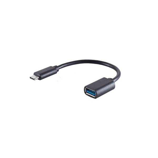 S/CONN USB-C-Adapter USB-C-Stecker auf USB-A-Buchse USB 3.0 OTG PVC 10 cm Schwarz