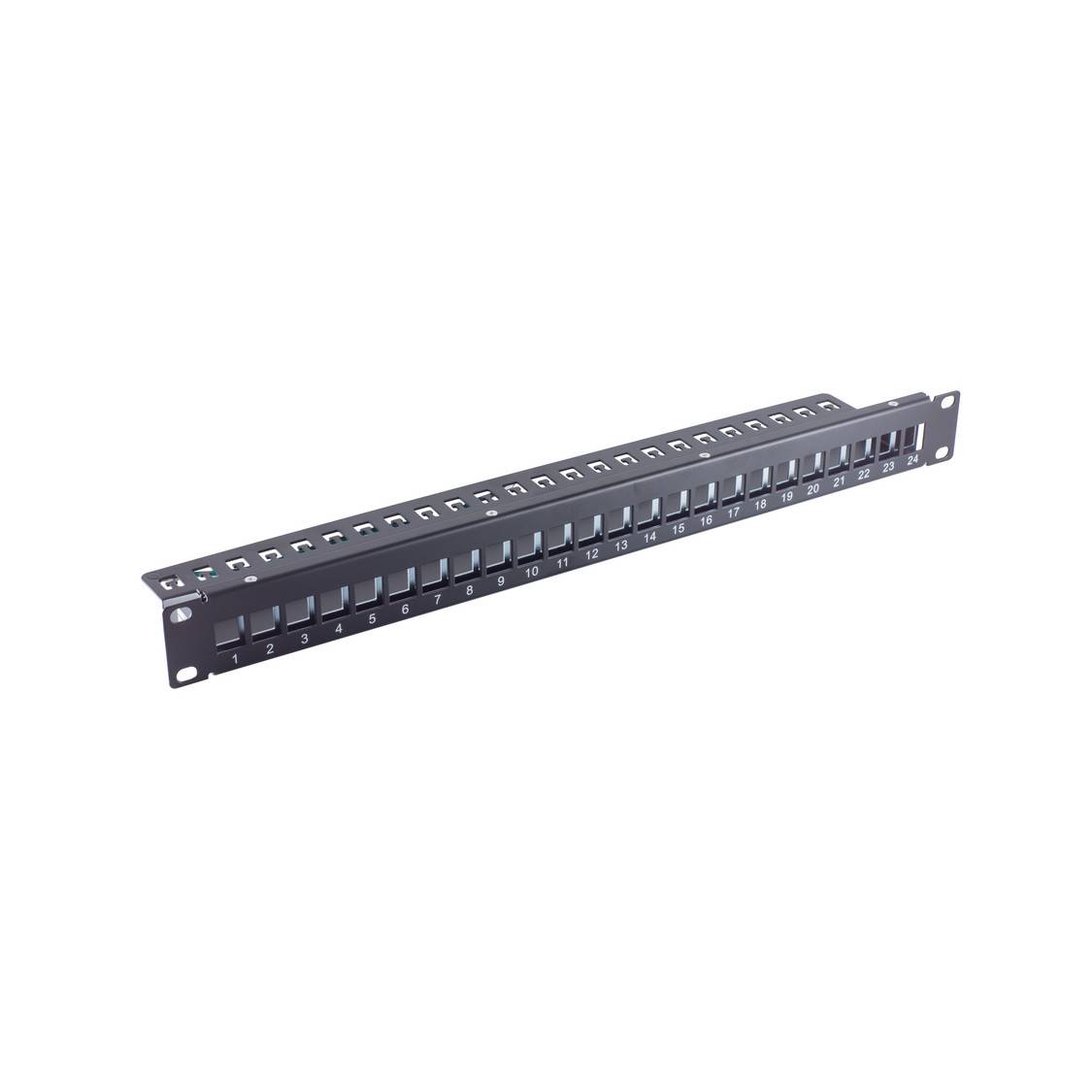 KABELBUDE.EU Keystone Patchpanel 24 Port 1HE Metall unbestückt 19 Zoll Slim Schwarz-0