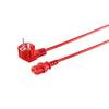S/CONN Netzanschlusskabel Schutzkontaktstecker 90° auf Kaltgerätebuchse C13 VDE 3x0,75 mm² rot 3m