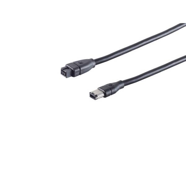 KABELBUDE.EU FireWire-Kabel 9-pol Stecker auf 6-pol Stecker IEEE 1394B 800 MBit/s 1,8m Schwarz