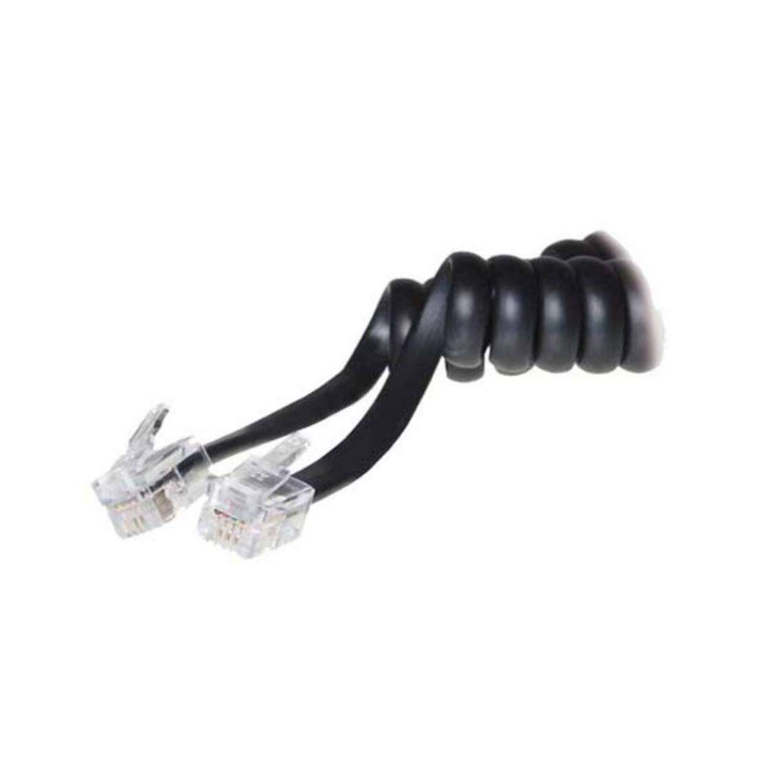 S/CONN Telefonhörer-Spiralkabel RJ10-Stecker auf RJ10-Stecker vergoldet Schwarz 10m