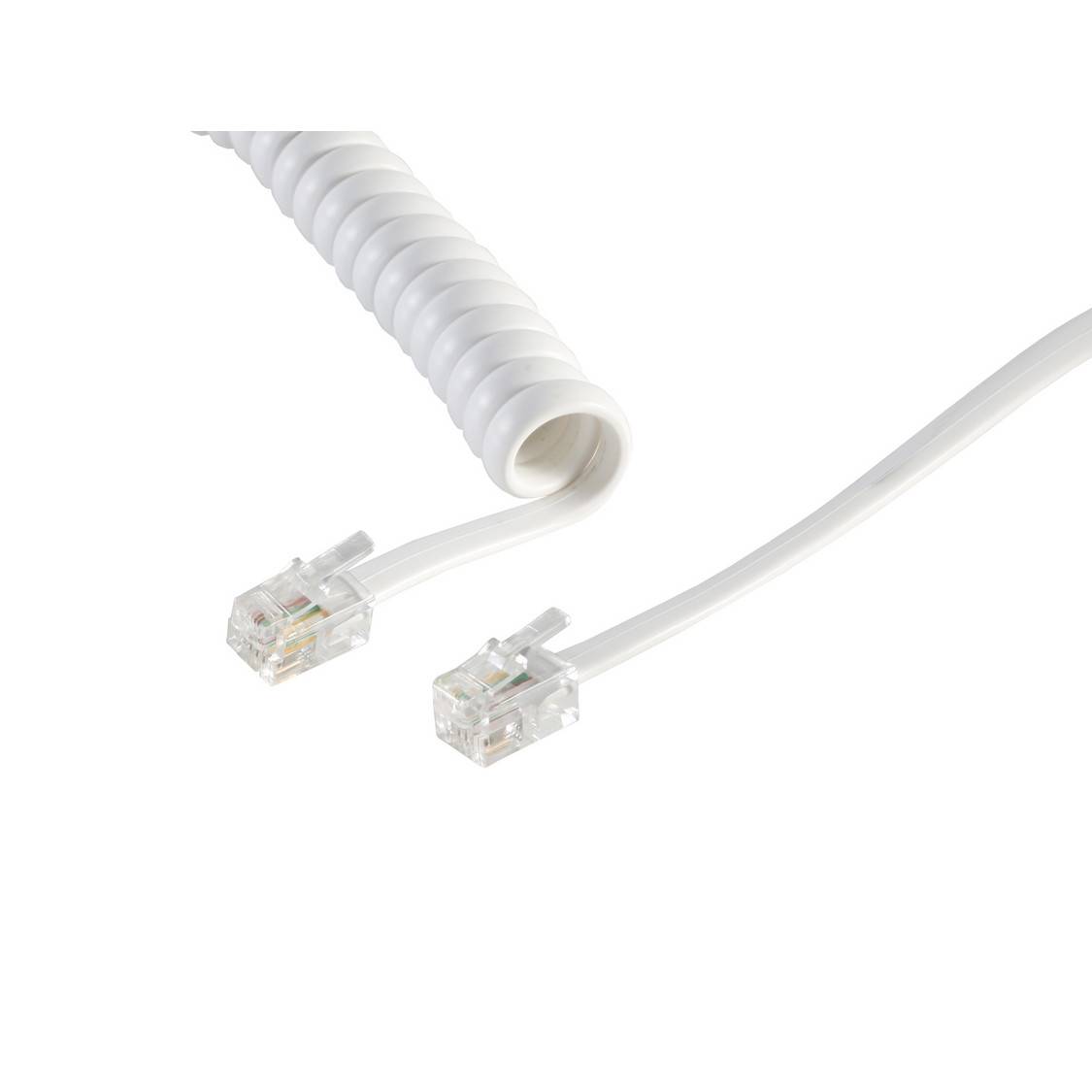 S/CONN Telefonhörer-Spiralkabel RJ10-Stecker auf RJ10-Stecker vergoldet Weiß 2m