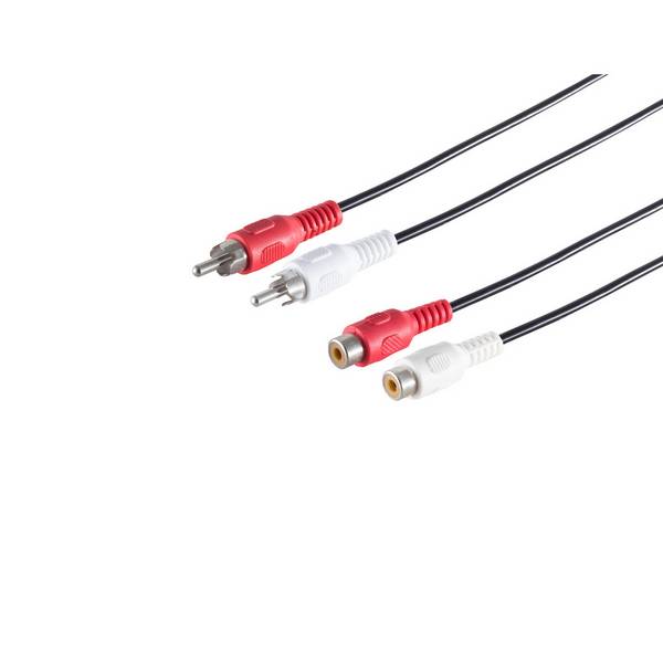 KABELBUDE.EU Cinch-Audio-Verlängerungskabel 2x Stecker auf 2x Kupplung vernickelt 5m