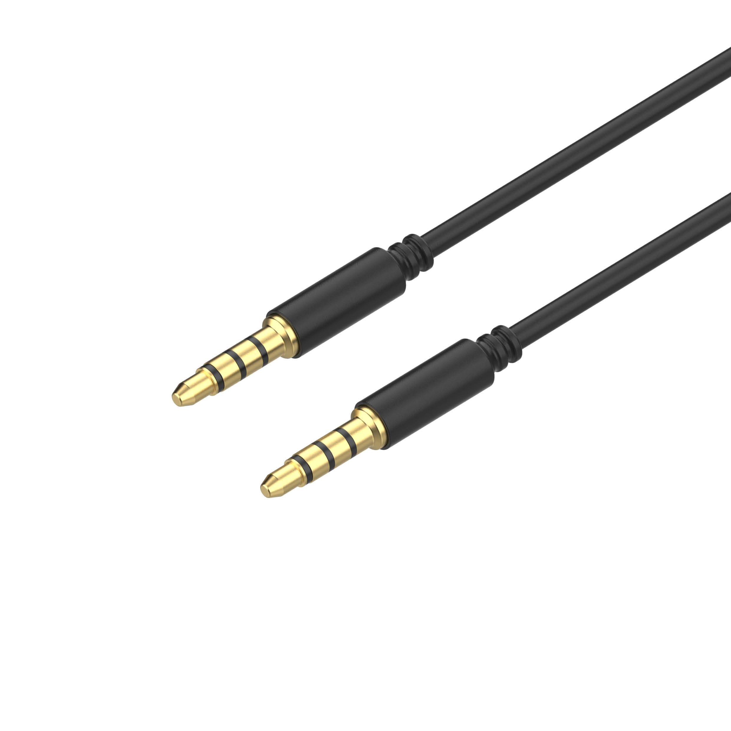KABELBUDE.EU Klinkenkabel 3,5-mm-Stecker auf 3,5-mm-Stecker 4-polig vergoldet 1,5 m Schwarz-0
