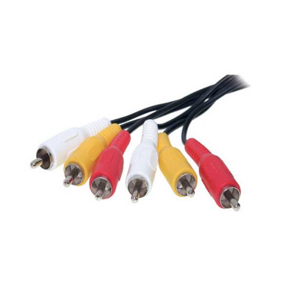 KABELBUDE.EU AV-Cinchkabel 3 Cinchstecker auf 3 Cinchstecker geschirmt 5 m Schwarz