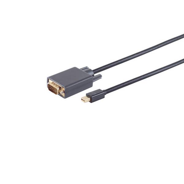 KABELBUDE.EU Mini-DisplayPort-Kabel Mini-DisplayPort-Stecker auf VGA-Stecker 1.2 vergoldet schwarz 1m