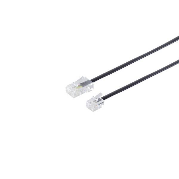 KABELBUDE.EU ISDN-Modularkabel RJ45-Stecker 8/4 auf RJ11-Stecker 6/4 4-adrig flach 6m