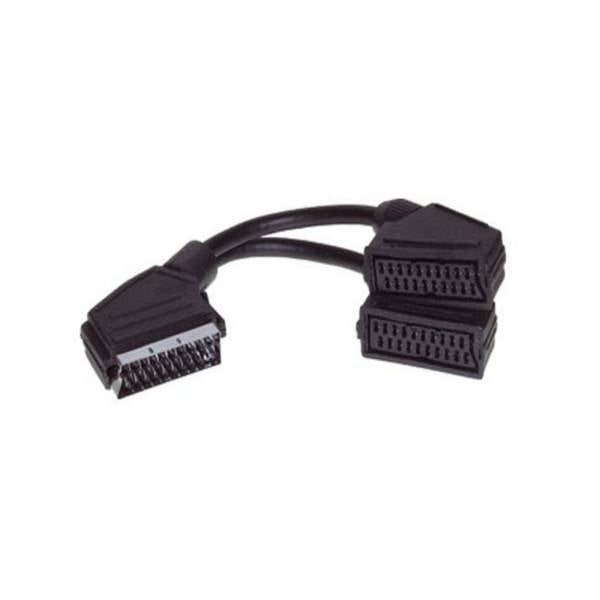 KABELBUDE.EU Scart-Verteiler Scart-Stecker auf 2x Scart-Kupplung vollverschaltet 0,2 m