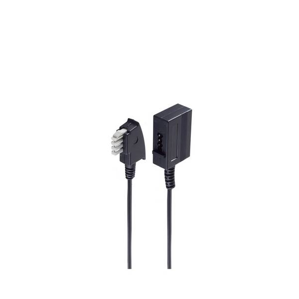 shiverpeaks Telefon-Verlängerungskabel TAE N-Stecker auf TAE N-Kupplung 4-adrig Flach 3m