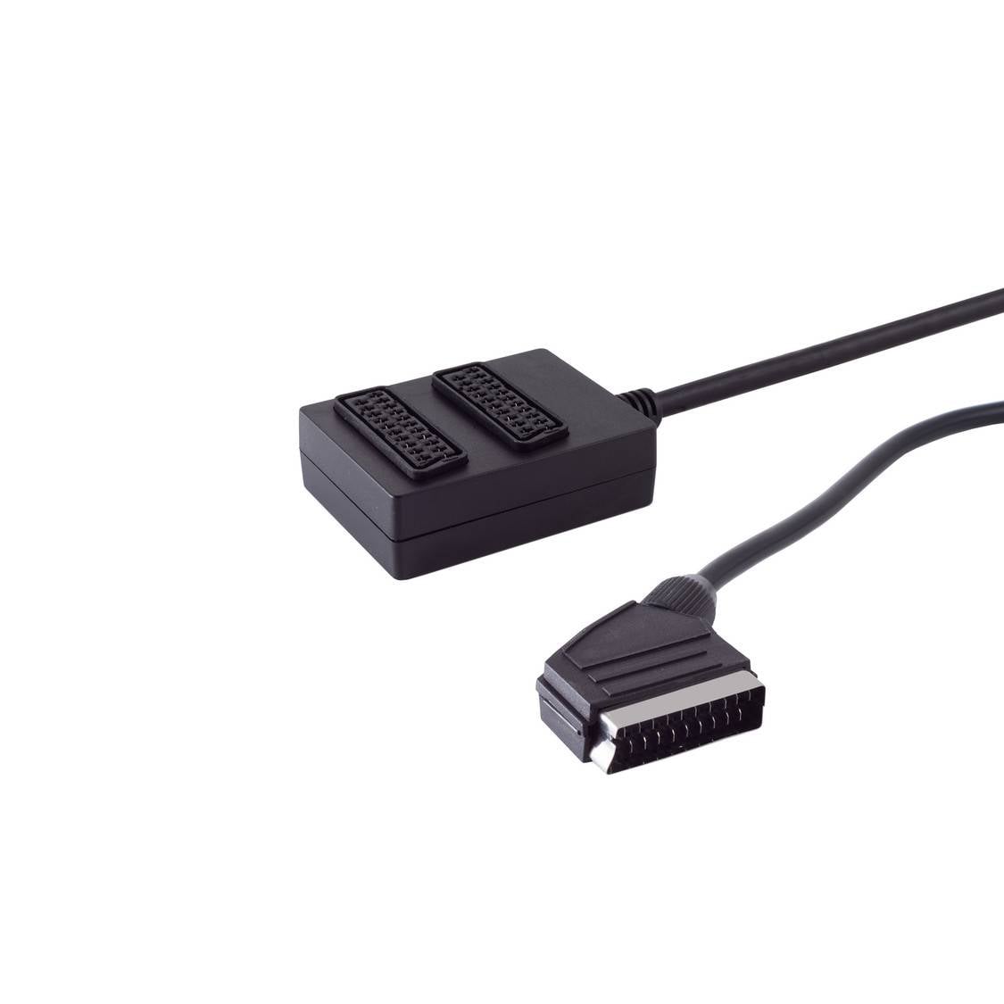Scart-Verteiler 2fach, vollverschaltet, 0,5m-0