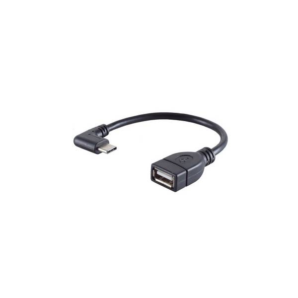 shiverpeaks USB-C-Adapter USB-C-Stecker auf USB-A-Buchse USB 2.0 OTG 90° 12 cm Schwarz