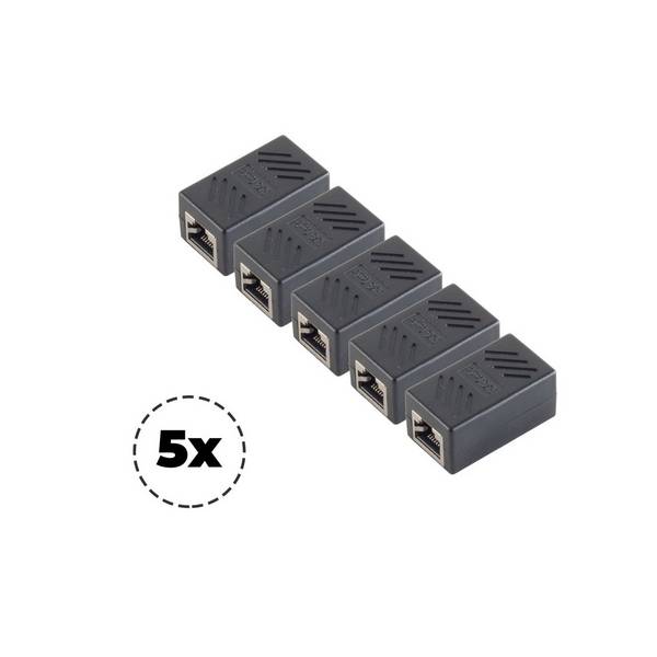 shiverpeaks CAT 6A Kabelverbinder RJ45-Buchse auf RJ45-Buchse vollgeschirmt 5er-Pack Schwarz
