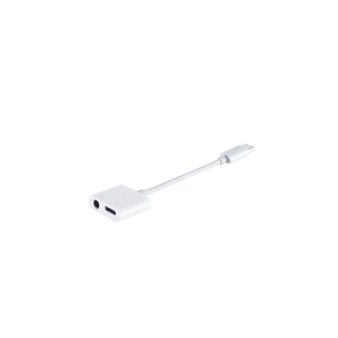 shiverpeaks USB-C-Adapter USB-C-Stecker auf 3,5 mm Klinkenbuchse und USB-C-Buchse 7 cm Weiß-0