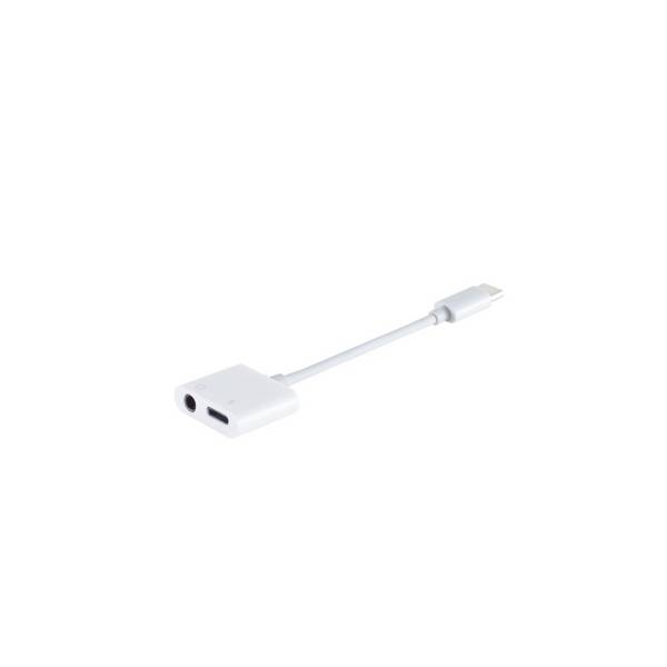 shiverpeaks USB-C-Adapter USB-C-Stecker auf 3,5 mm Klinkenbuchse und USB-C-Buchse 7 cm Weiß