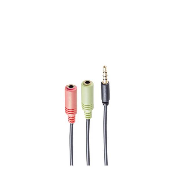shiverpeaks Headset Y-Adapter 3,5 mm TRRS-Stecker auf 2x 3,5 mm Buchse CTIA 0,25 m Schwarz