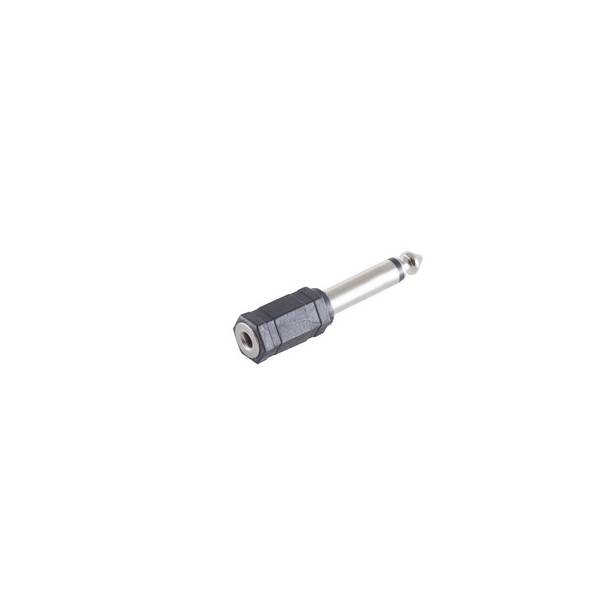 KABELBUDE.EU Klinkenadapter 6,3mm-Stecker auf 3,5mm-Buchse Mono Eisen vernickelt Silber