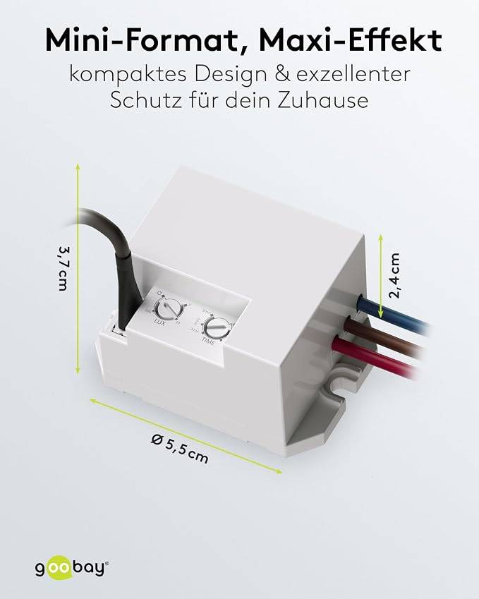 Goobay Mini-Bewegungsmelder PIR Unterputz-Deckenmontage 360° 6-8 m Reichweite IP20-1