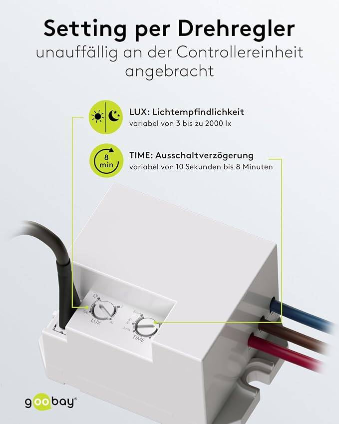 Goobay Mini-Bewegungsmelder PIR Unterputz-Deckenmontage 360° 6-8 m Reichweite IP20-4