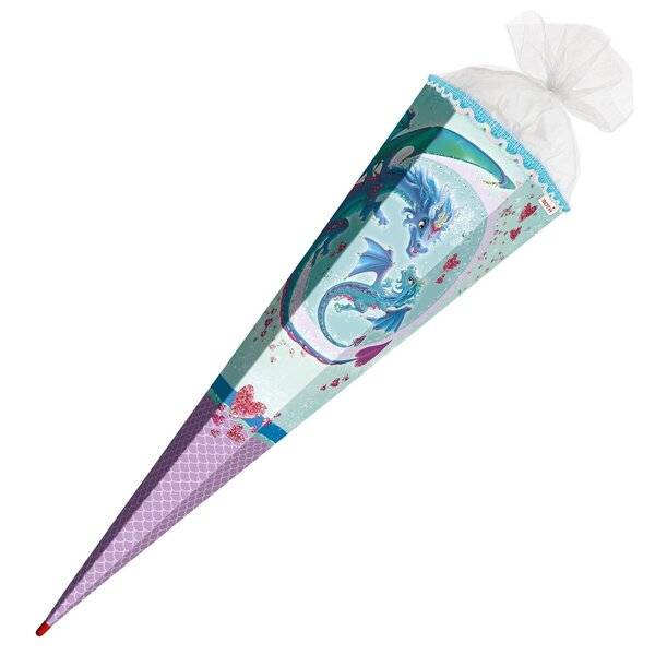 Schultüte Drachenliebe - eckig 85 cm.-0