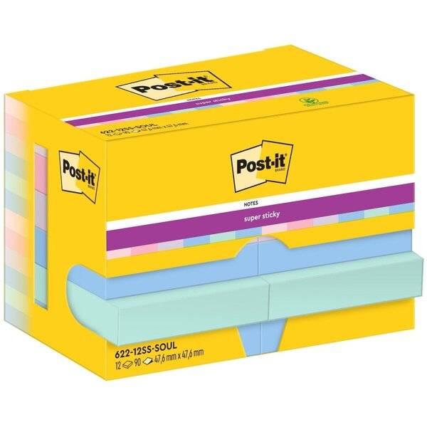 Post-it Haftnotiz 622-12SS-SOUL 47,6x47,6mm 90Bl sort 12St