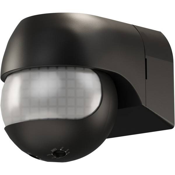 Goobay Bewegungsmelder Schwarz, neigbar und schwenkbar, 180° PIR Sensor, 12 m Reichweite, IP44-0