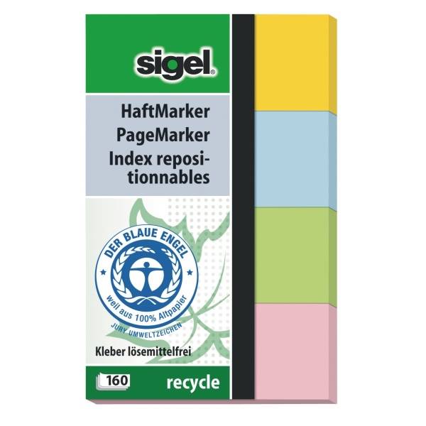 Haftmarker Recycle 50x80mm 160 Blatt gelb blau grün rot