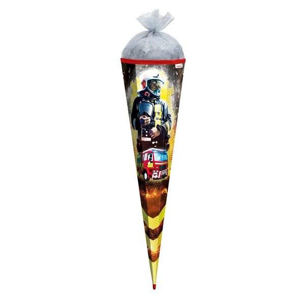 Schultüte Feuerwehrmann - eckig 85 cm Folieneffekt.-1