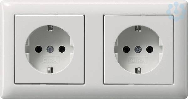 SCHUKO-Steckd. 2f verdr. + 479303 Rahmen Standard 55 Reinweiß-1