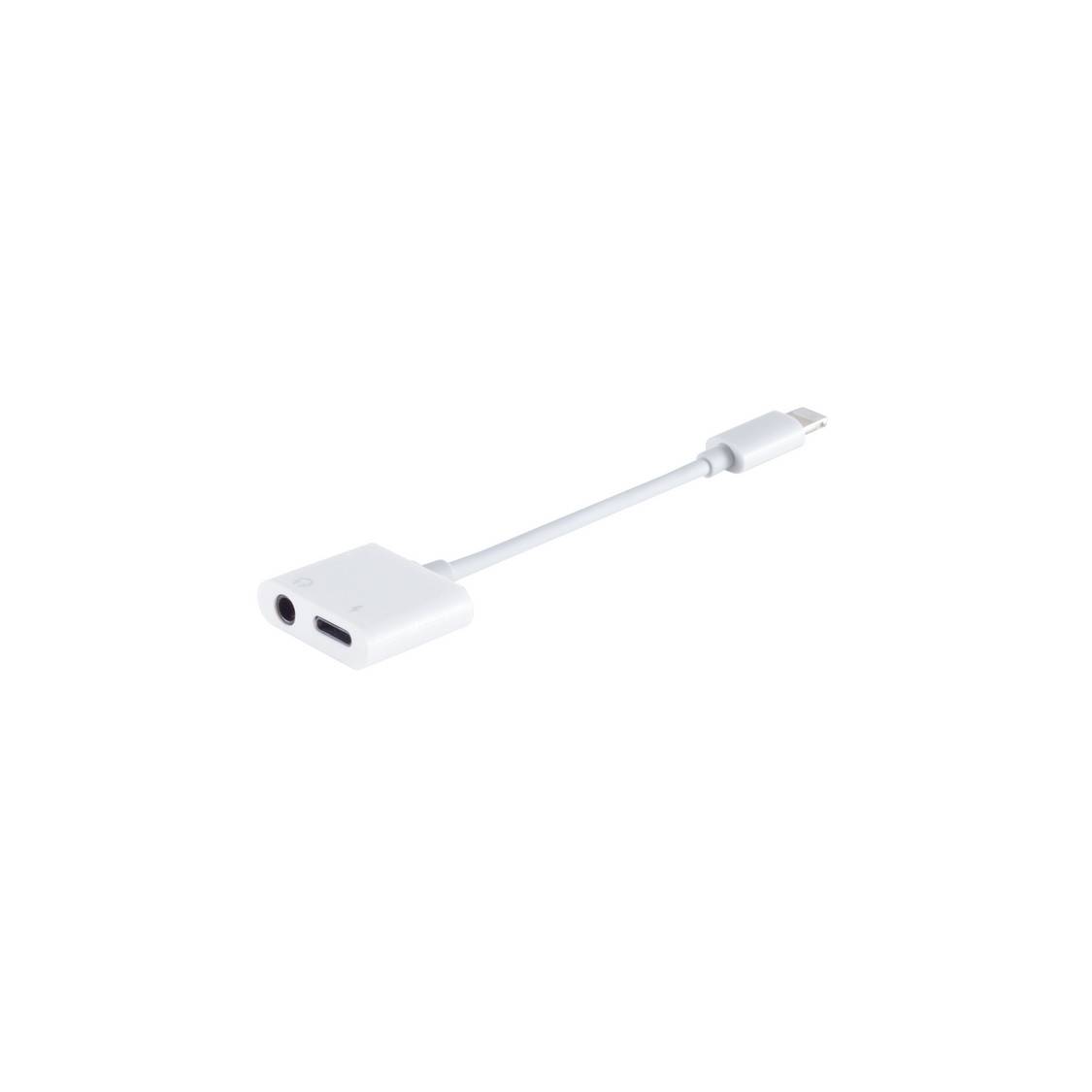 S/CONN Audio-Adapter 8-Pin-Stecker auf 3,5 mm Klinke und 8-Pin-Buchse ABS 7,5 cm Weiß-0