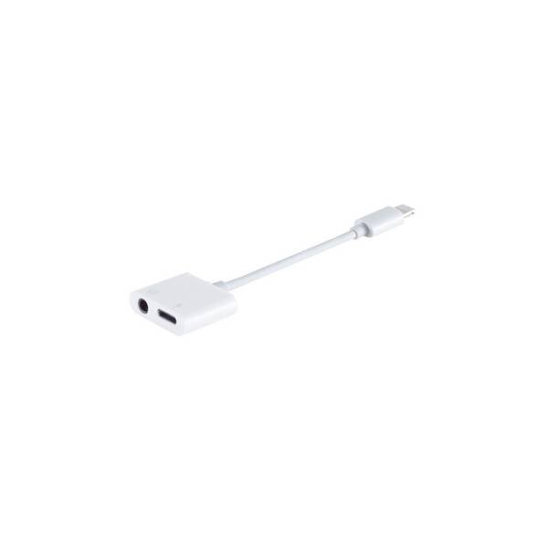 S/CONN Audio-Adapter 8-Pin-Stecker auf 3,5 mm Klinke und 8-Pin-Buchse ABS 7,5 cm Weiß