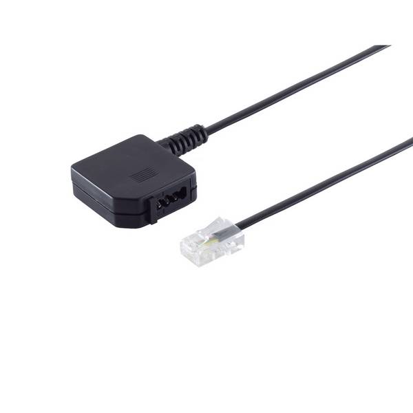 KABELBUDE.EU Telefonadapter RJ45-Stecker 8P4C auf TAE-U-Buchse vergoldet 0,2 m Schwarz