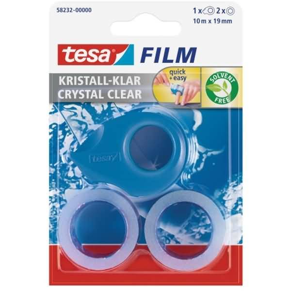 Klebefilm tesafilm 10mx19mm kristall-klar VE=2 Stück + Abroller farbig sortiert-0