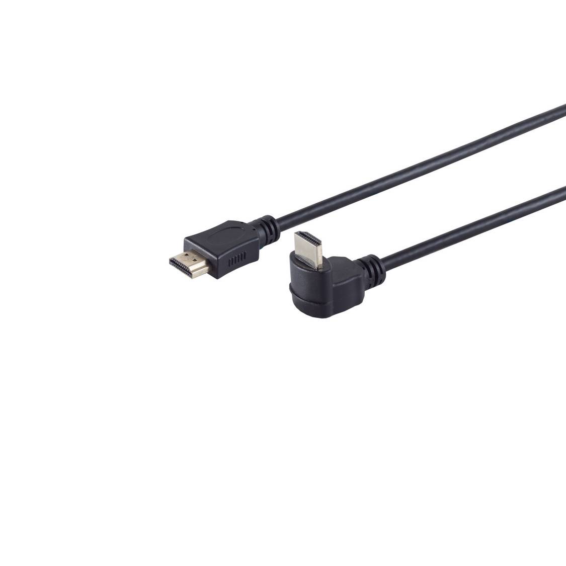 S/CONN HDMI-Kabel HDMI-A-Stecker gewinkelt auf HDMI-A-Stecker 4K 60 Hz vergoldet 3 m Schwarz-0