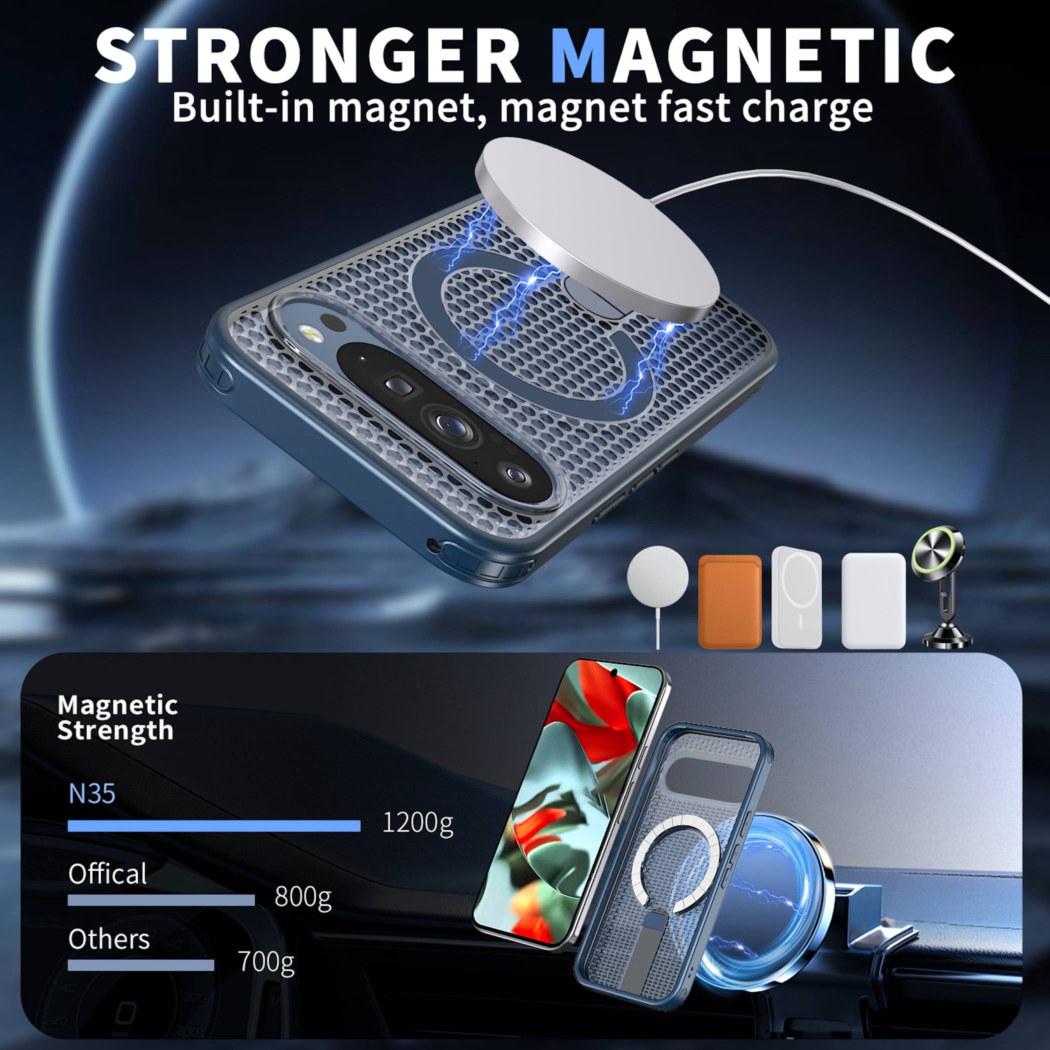 Handyhülle Magnetische Kickstand Silikon für Google Pixel 11 Pro XL TPU / PC-2