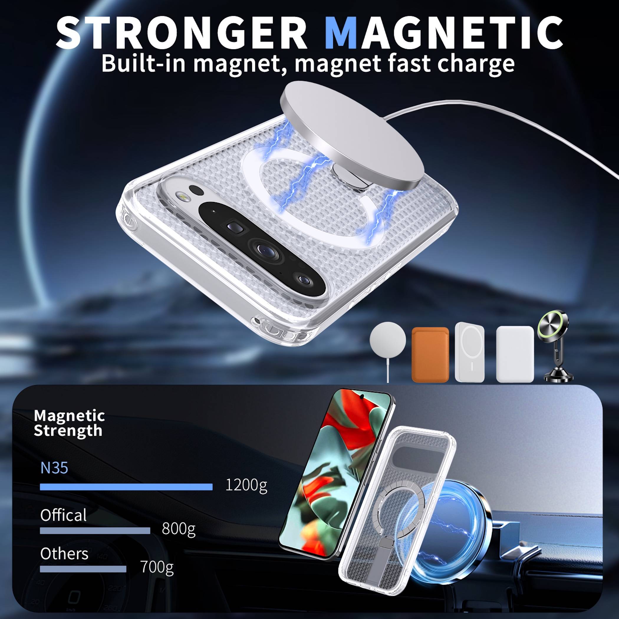 Handyhülle Magnetische Kickstand Silikon für Google Pixel 11 Pro XL TPU / PC-2