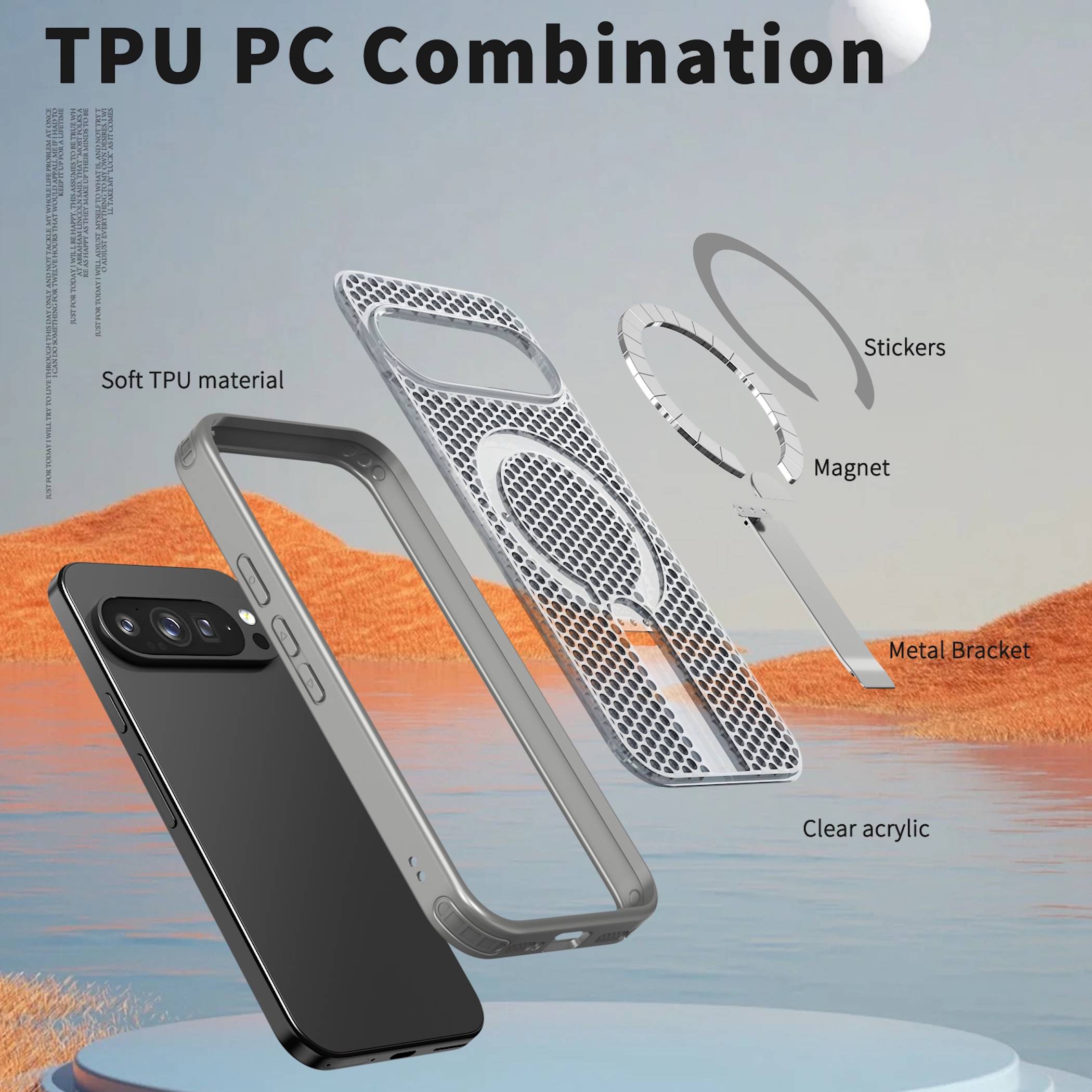 Handyhülle Magnetische Kickstand Silikon für Google Pixel 11 Pro XL TPU / PC-3