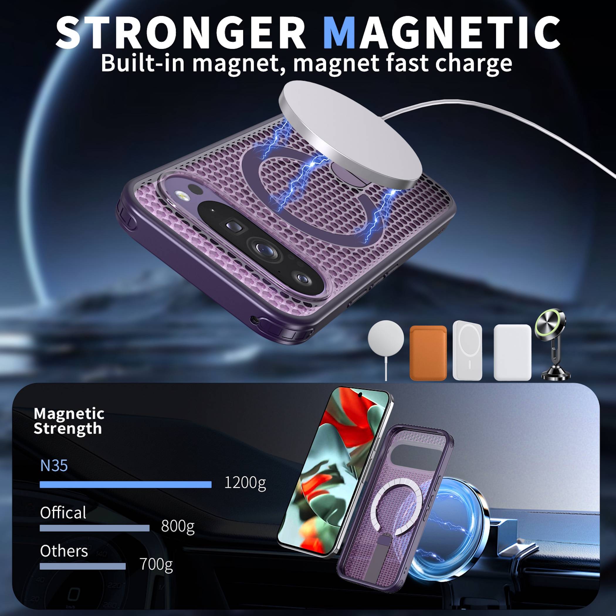 Handyhülle Magnetische Kickstand Silikon für Google Pixel 11 Pro XL TPU / PC-2