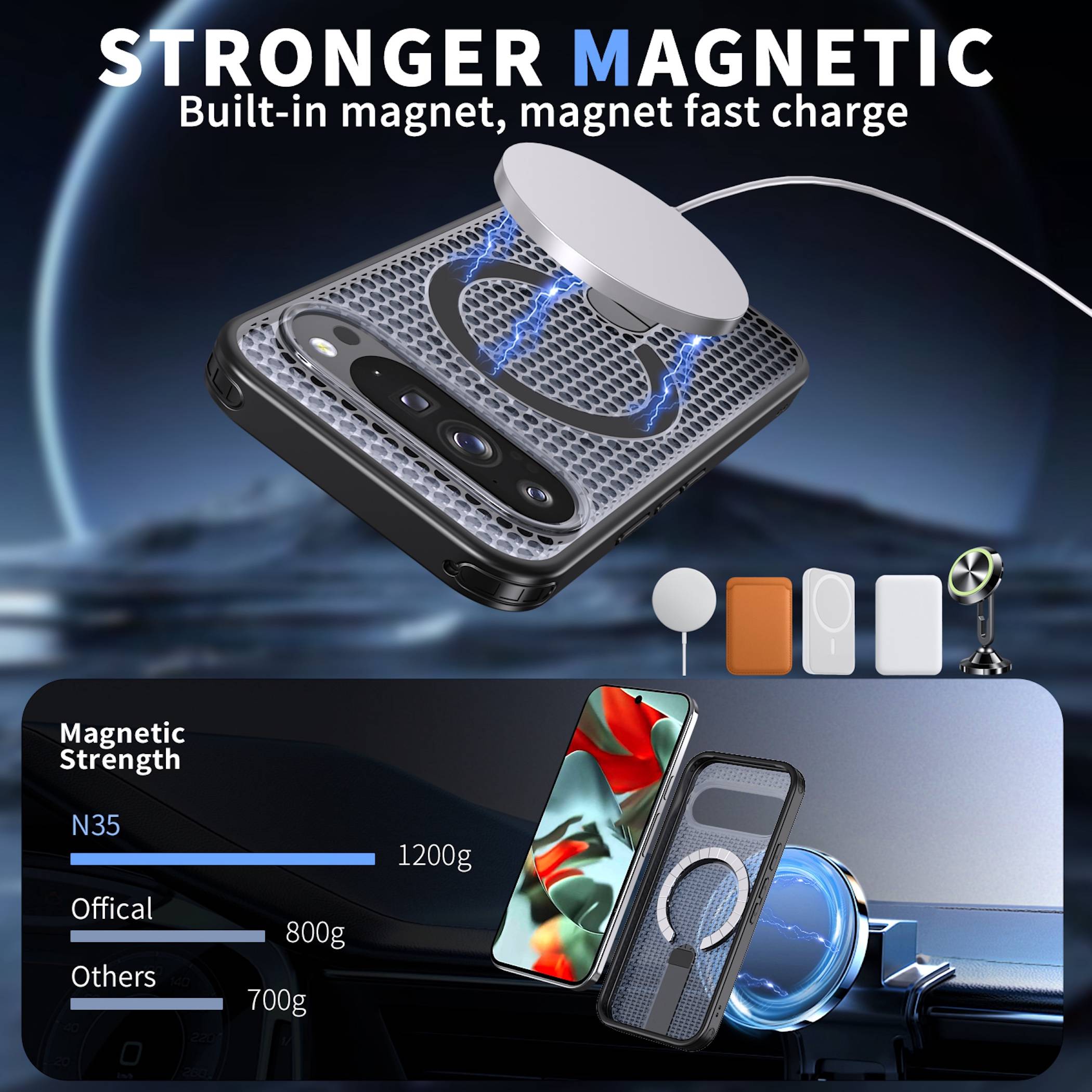 Handyhülle Magnetische Kickstand Silikon für Google Pixel 11 Pro XL TPU / PC-2