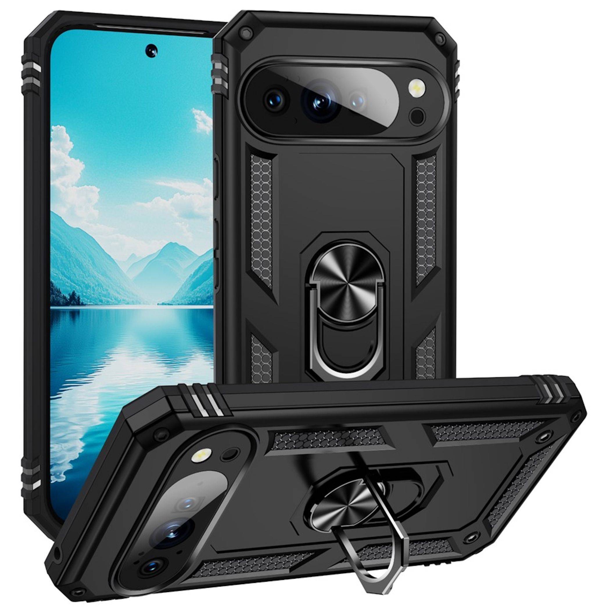 Ringhalter Handyhülle für Google Pixel 11 Pro XL Armor Stoßschutz Schwarz-0