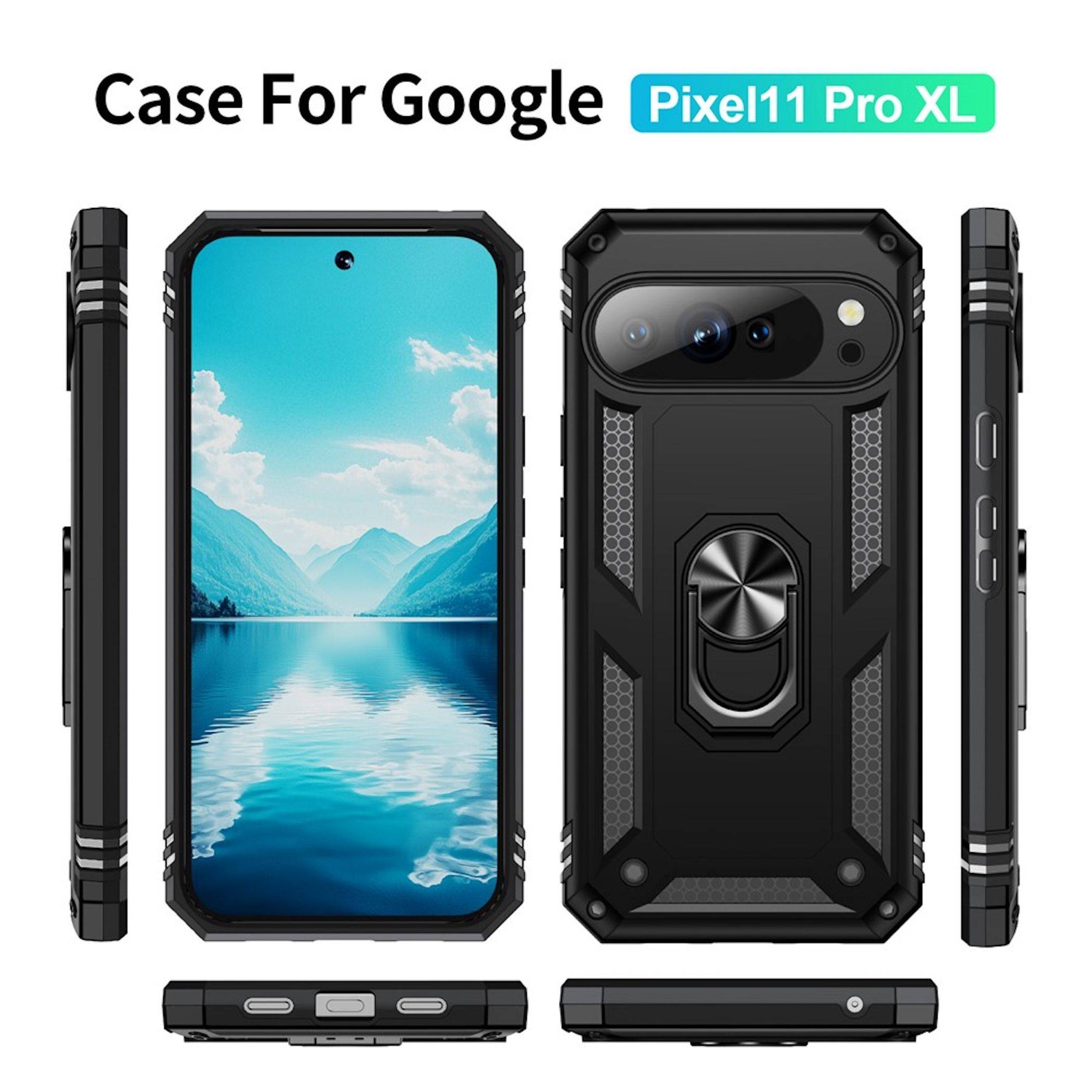 Ringhalter Handyhülle für Google Pixel 11 Pro XL Armor Stoßschutz Schwarz-1